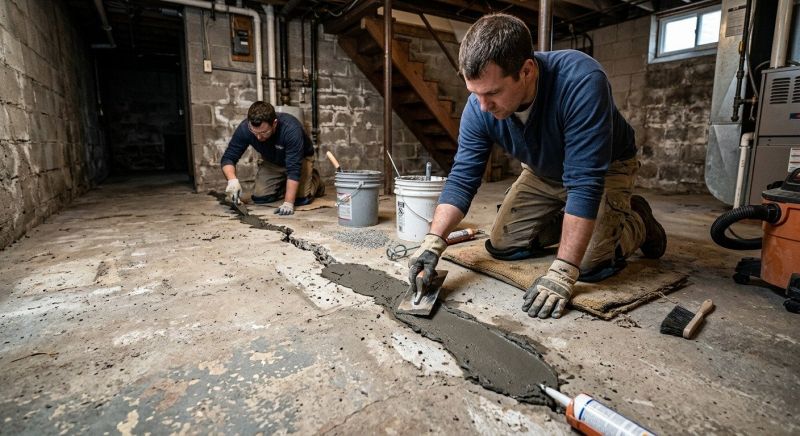 Cracked Basement Floor Repair in Stratford, CT